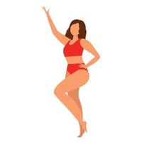 mooi model- vrouw is poseren in bikini of dansen. vector illustratie.