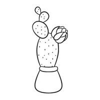 hand- getrokken bloeiend cactus in pot vector