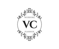 vc initialen brief bruiloft monogram logos verzameling, hand- getrokken modern minimalistisch en bloemen Sjablonen voor uitnodiging kaarten, opslaan de datum, elegant identiteit voor restaurant, boetiek, cafe in vector