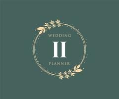 ii initialen brief bruiloft monogram logos verzameling, hand- getrokken modern minimalistisch en bloemen Sjablonen voor uitnodiging kaarten, opslaan de datum, elegant identiteit voor restaurant, boetiek, cafe in vector