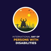 Internationale dag van personen met handicaps. december 3. geschikt voor rolstoel, poster en spandoek. vector illustratie.