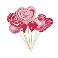 lolly set. cakes en snoepgoed, decoratief voorwerpen voor moeder s dag, Valentijn s dag, Dames s dag en valentijnskaarten. tekenfilm stijl, vector illustratie.