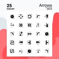 25 pijlen icoon reeks 100 bewerkbare eps 10 bestanden bedrijf logo concept ideeën solide glyph icoon ontwerp vector