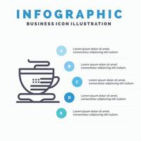 thee kop koffie Verenigde Staten van Amerika lijn icoon met 5 stappen presentatie infographics achtergrond vector