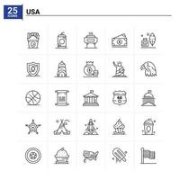25 Verenigde Staten van Amerika icoon set. vector achtergrond
