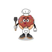 mascotte illustratie van donuts chef vector