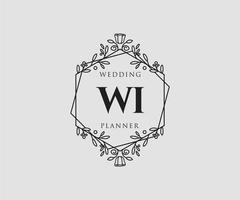 wi initialen brief bruiloft monogram logos verzameling, hand- getrokken modern minimalistisch en bloemen Sjablonen voor uitnodiging kaarten, opslaan de datum, elegant identiteit voor restaurant, boetiek, cafe in vector