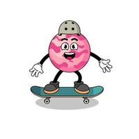 ijs room lepel mascotte spelen een skateboard vector