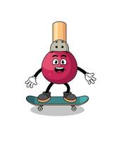 wedstrijden mascotte spelen een skateboard vector
