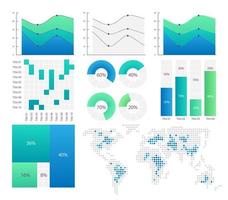 informatie analyse en verzamelen infographic tabel ontwerp sjabloon set. wetenschap. zichtbaar gegevens presentatie. bar grafieken en circulaire diagrammen verzameling vector