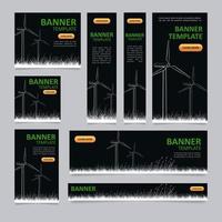 wind turbines web banier ontwerp sjabloon. duurzame macht van wind. vector folder met tekst ruimte. reclame aanplakbiljet met aangepast kopieerruimte. afdrukbare poster voor advertenties