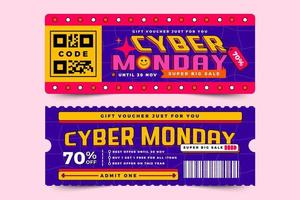 cyber maandag tegoedbon of coupon ontwerp sjabloon is gemakkelijk naar aanpassen vector