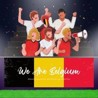 groep van belgie Amerikaans voetbal supporters fans zijn juichen en ondersteuning hun team zege vector