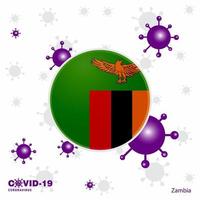 bidden voor Zambia covid19 coronavirus typografie vlag blijven huis blijven gezond nemen zorg van uw eigen Gezondheid vector