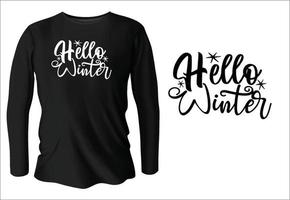 Hallo winter t-shirt ontwerp met vector