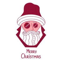 de kerstman claus met belettering vrolijk kerstmis. illustratie voor achtergronden, covers en verpakking. beeld kan worden gebruikt voor groet kaart, poster, sticker en textiel. geïsoleerd Aan wit achtergrond. vector