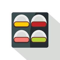 verschillend sushi icoon, vlak stijl vector