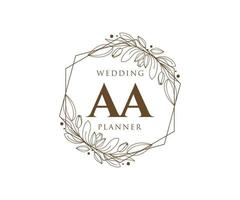 aa initialen brief bruiloft monogram logos verzameling, hand- getrokken modern minimalistisch en bloemen Sjablonen voor uitnodiging kaarten, opslaan de datum, elegant identiteit voor restaurant, boetiek, cafe in vector