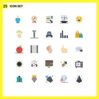 25 gebruiker koppel vlak kleur pak van modern tekens en symbolen van emoji thee medaille fabriek blad bewerkbare vector ontwerp elementen