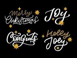 vrolijk Kerstmis reeks 2023 gelukkig nieuw jaar, typografie belettering insigne emblemen citaten reeks verzameling. vector logo ontwerp voor ansichtkaart, uitnodiging, groet kaart, poster, geschenk.