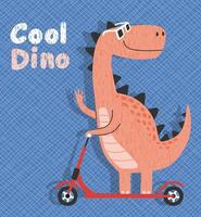 schattig dinosaurus rijden trap scooter. vector