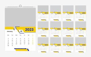 12 bladzijde 2023 muur kalender ontwerp sjabloon vector