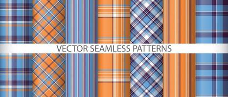 reeks achtergrond vector naadloos. patroon kleding stof controleren. textiel Schotse ruit structuur plaid.