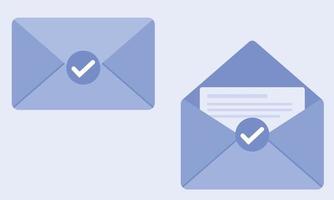 e-mail envelop met Open blanco. geïsoleerd Aan blauw achtergrond. illustratie voor e-mail nieuwsbrieven en de web vector