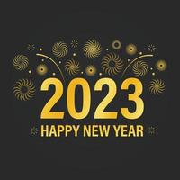 gelukkig nieuw jaar 2023 achtergrond met elegant gouden vuurwerk. geschikt voor groet kaarten, banier, uitnodigingen vector