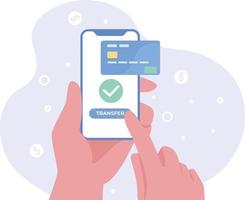 online betaling en digitaal Bill concept. mobiel bank app en betaling door credit kaart. mobiel betaling of geld overdracht concept. vector