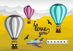 Hot Air Balloon Love Note Vector Ontwerp