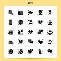 solide 25 liefde icoon reeks vector glyph stijl ontwerp zwart pictogrammen reeks web en mobiel bedrijf ideeën ontwerp vector illustratie