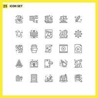universeel icoon symbolen groep van 25 modern lijnen van markeerstift tekening speelgoed- investering bedrijf bewerkbare vector ontwerp elementen