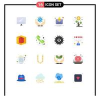 universeel icoon symbolen groep van 16 modern vlak kleuren van grafisch geld aarde groei winst bewerkbare pak van creatief vector ontwerp elementen