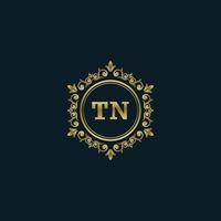 brief tn logo met luxe goud sjabloon. elegantie logo vector sjabloon.