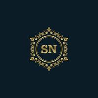 brief sn logo met luxe goud sjabloon. elegantie logo vector sjabloon.