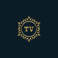 brief TV logo met luxe goud sjabloon. elegantie logo vector sjabloon.