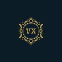 brief vx logo met luxe goud sjabloon. elegantie logo vector sjabloon.