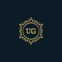 brief ug logo met luxe goud sjabloon. elegantie logo vector sjabloon.