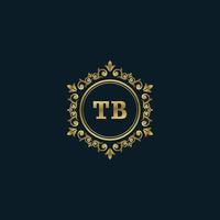 brief tb logo met luxe goud sjabloon. elegantie logo vector sjabloon.