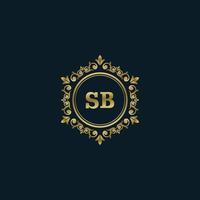 brief sb logo met luxe goud sjabloon. elegantie logo vector sjabloon.