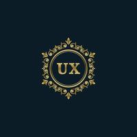 brief ux logo met luxe goud sjabloon. elegantie logo vector sjabloon.