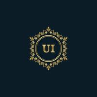 brief ui logo met luxe goud sjabloon. elegantie logo vector sjabloon.