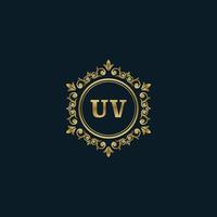 brief uv logo met luxe goud sjabloon. elegantie logo vector sjabloon.