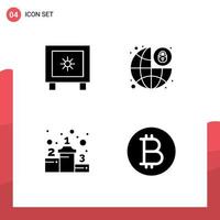 pak van 4 creatief solide glyphs van kastje positie logistiek hangslot bitcoin bewerkbare vector ontwerp elementen