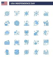 Verenigde Staten van Amerika gelukkig onafhankelijkheid dagpictogram reeks van 25 gemakkelijk blues van kanon onafhankelijkheid Politie onafhankelijkheid trommel bewerkbare Verenigde Staten van Amerika dag vector ontwerp elementen