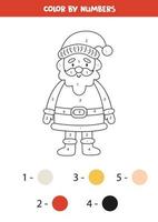 kleur schattig de kerstman claus door nummers. werkblad voor kinderen. vector