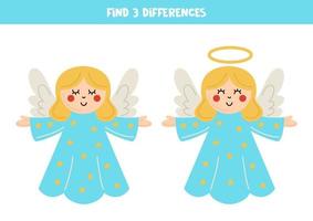 vind 3 verschillen tussen twee schattig engelen. vector