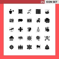 universeel icoon symbolen groep van 25 modern solide glyphs van keuken web handen gebruiker communicatie bewerkbare vector ontwerp elementen