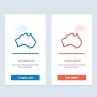 Australisch land plaats kaart reizen blauw en rood downloaden en kopen nu web widget kaart sjabloon vector